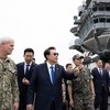 尹, 74주년 6·25 기념식 참석 후 美 루스벨트 항공모함 승선